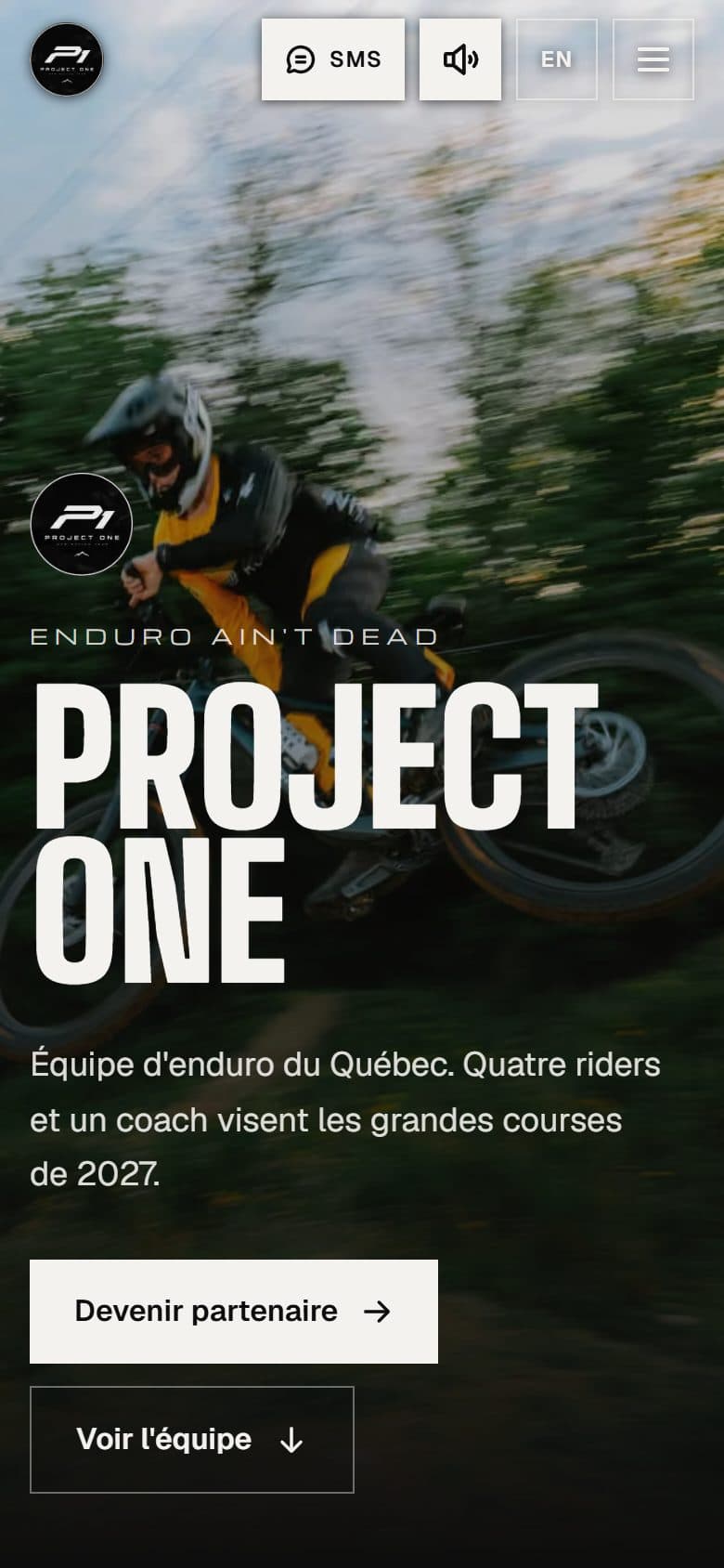 Le site projectone.bike sur cellulaire